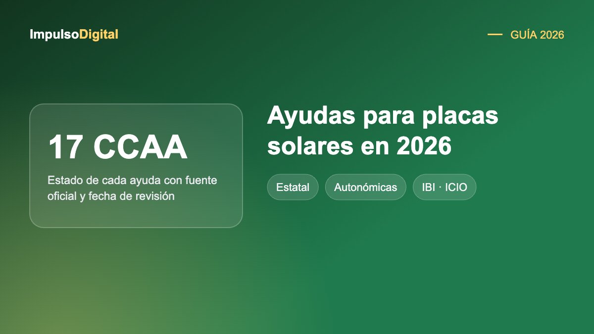 Ayudas para placas solares en España en 2026 por comunidad autónoma