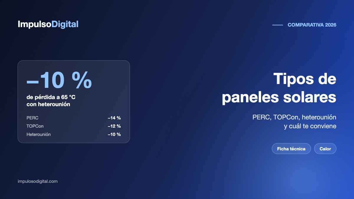 Tipos de paneles solares: PERC, TOPCon, heterounión y cuál te conviene
